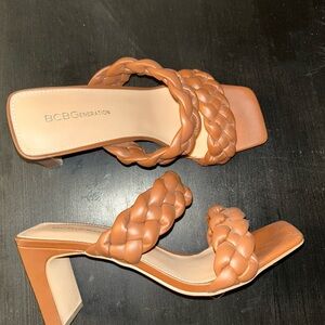 BCBGeneration Women's Braided Tan Heels